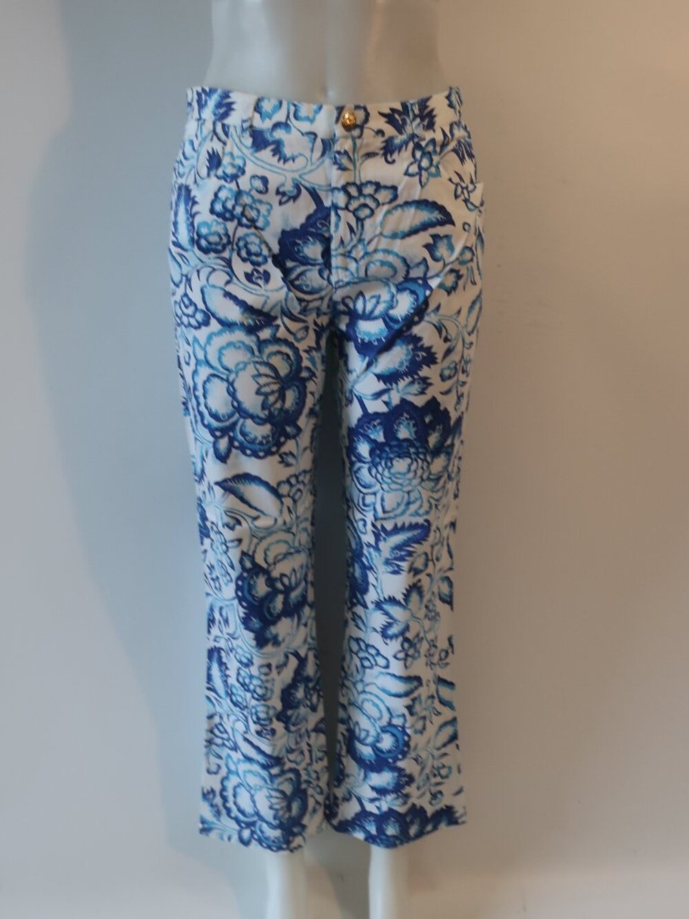 Womens Ralph Lauren Golf Blue White (Item- 83) Floral Cropped Trouser Pant 8